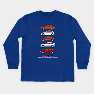 1980's hot hatch classic car collection Kids Long Sleeve T-Shirt